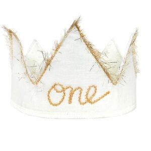 Charming White and Gold Kids Birthday Crown by Oh Baby!